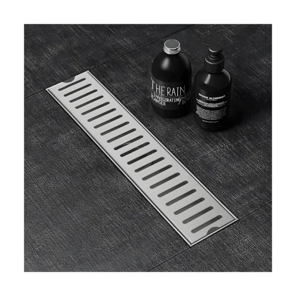 Shower Drain Channel PREMIUM QUALITY 304 GRADE | 12× 4 Inches Floor Drain with Cockroach Trap, Side Hole, and Collar Silver WITH 10 YEARS WARRANTY - 24"